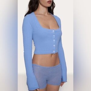 Danielle Guizio sweet scoop cardigan in powder blue BNWT
